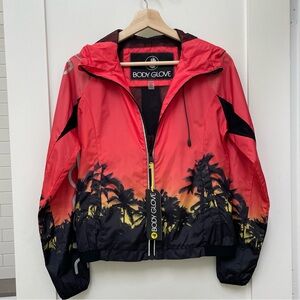 Body Glove Women’s X-Small Jacket Electric Orange Sunset Windbreaker Tropical